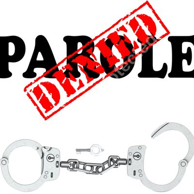 PAROLE DENIED WITH HANMDCUFFS - black text red stamp Thumbnail