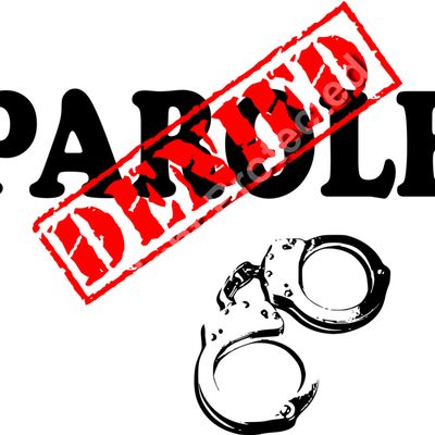 PAROLE DENIED WITH HANMDCUFFS - black text red stamp Thumbnail
